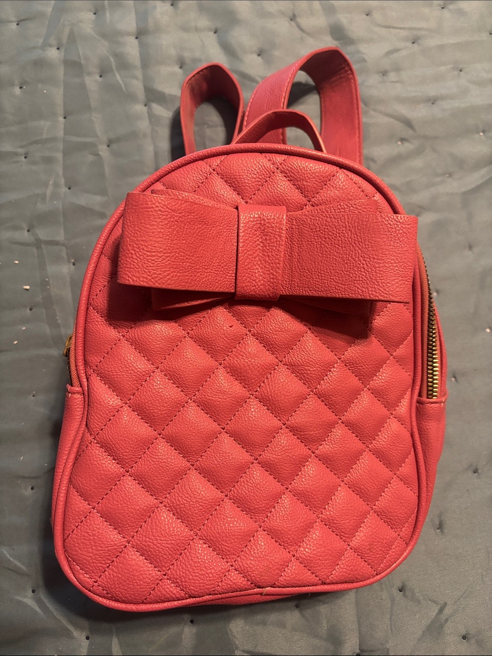 Betsey Johnson Quilted Mini Backpack with Bow - Pink